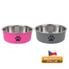 Nerezová protiskluzová miska pro psy – silikonová základna – 18 cm / 22 cm