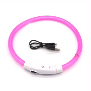 LED obojek pro psy, svítící, USB nabíjení, 3 režimy, nastavitelný
