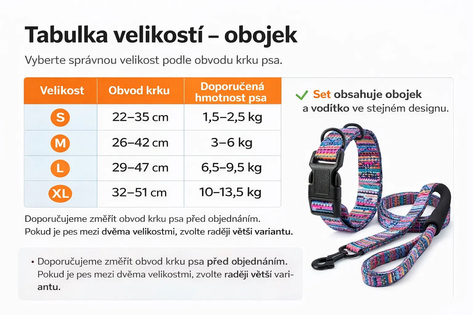 2ks sada obojku a vodítka pro psy – nastavitelný nylonový set 5 2ks sada obojku a vodítka pro psy – nastavitelný nylonový set - Obrázek 3