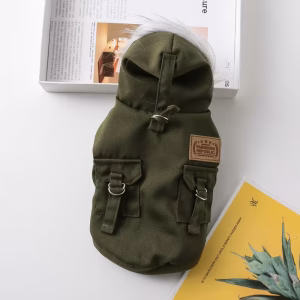 Zateplená zimní bunda pro psy s kapucí a kapsami