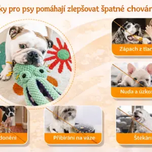 Plyšová chobotnice s pískátkem pro psa