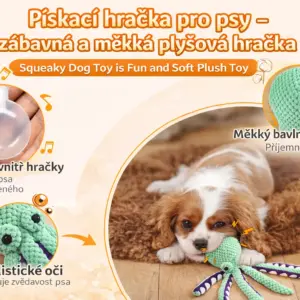 Plyšová chobotnice s pískátkem pro psa