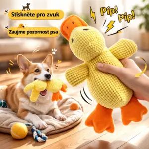 Plyšová KAČENKA Hračka Pískací Hračka pro psa na žvýkání VYDRŽELA