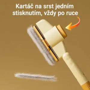 Kartáč na vyčesávání srsti pro psy a kočky – samočisticí, kovové zuby, snadné odstranění chlupů